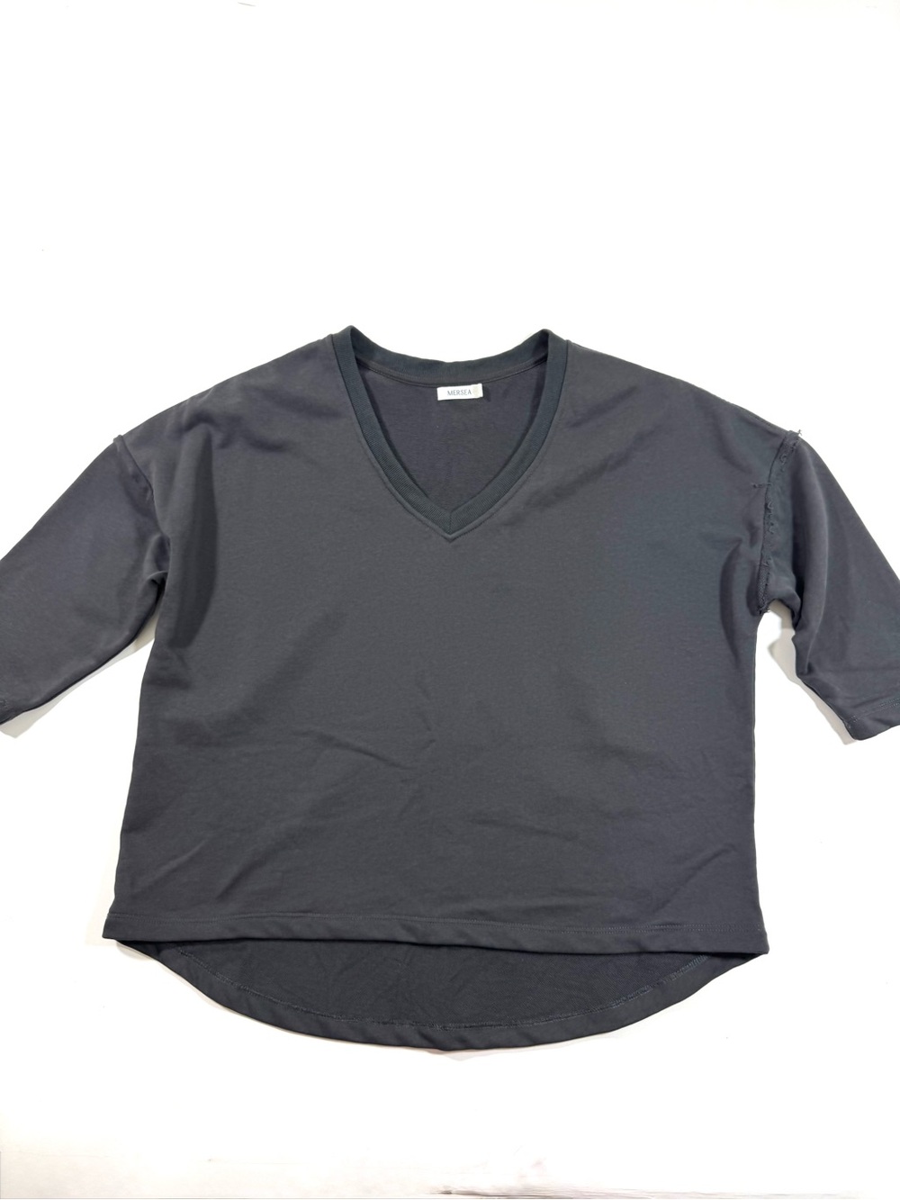 Mersea Oversized V Neck Cropped Sweatshirt Charcoal Grey